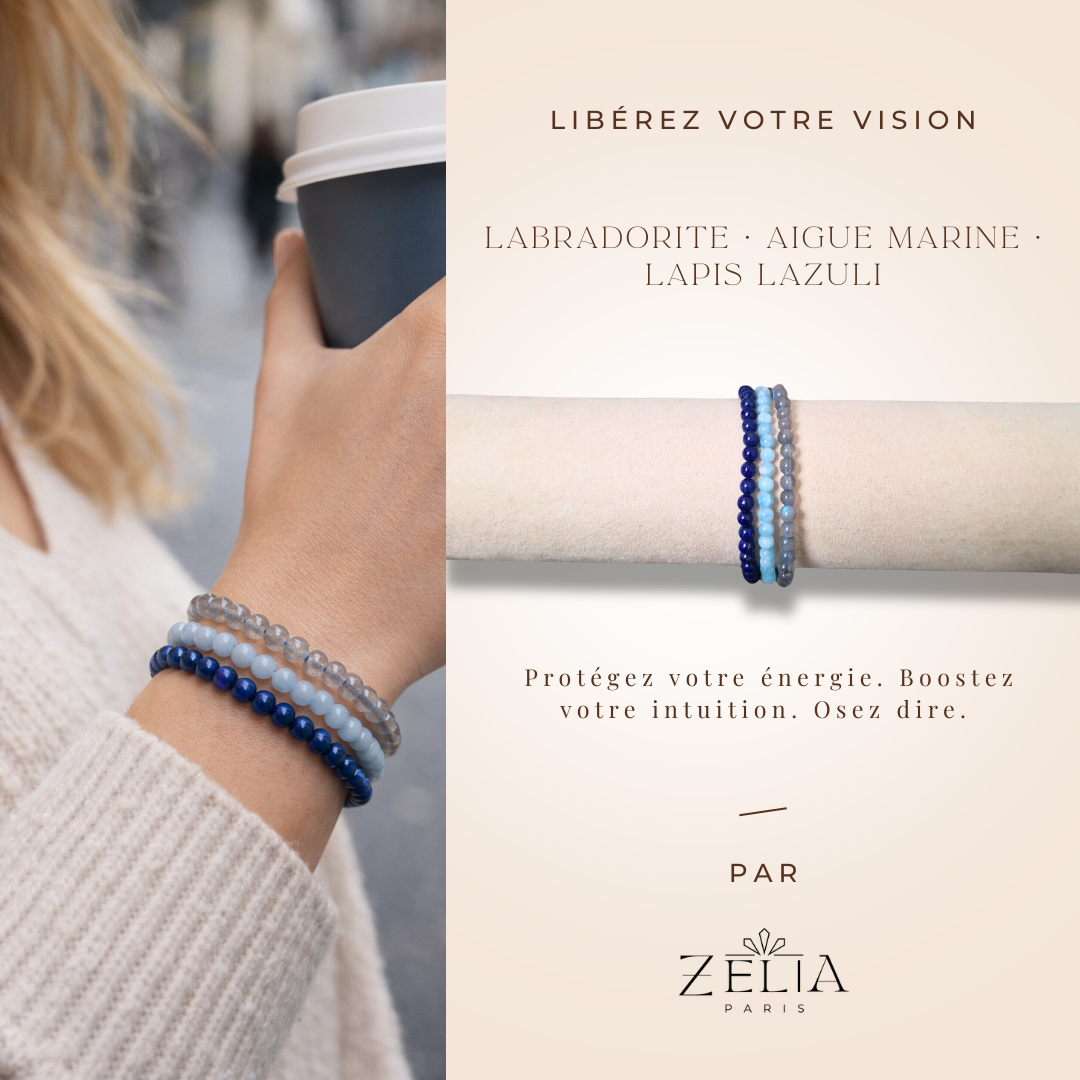 Nalaya | Trio Sérénité & Protection - Lapis-Lazuli, Aigue-Marine & Labradorite - Zelia Paris