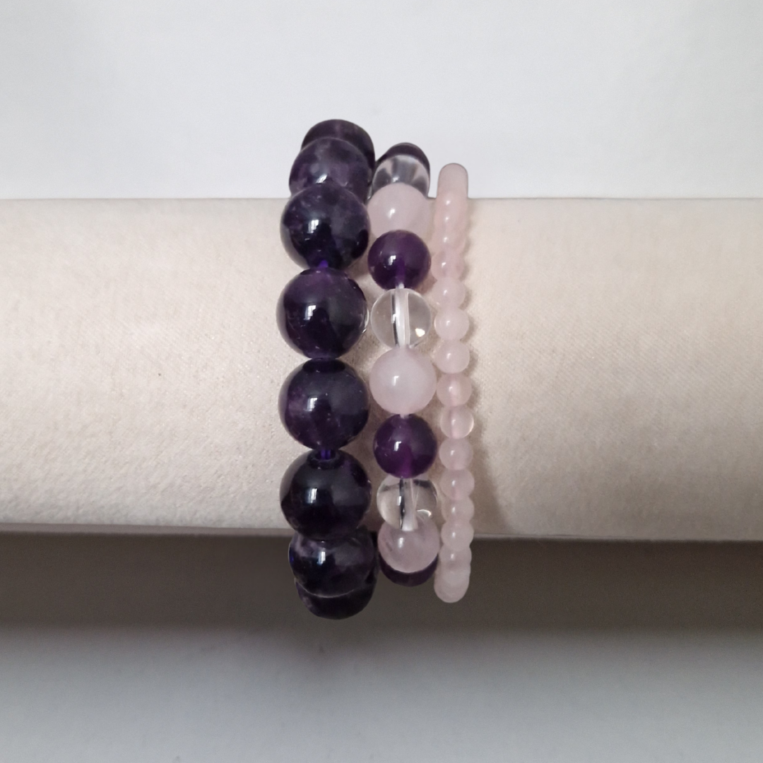 Nalaya | Trio Bulle de Sérénité - Améthyste & Quartz Rose - Zelia Paris