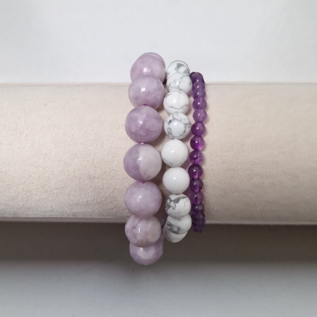 Nalaya | Trio Sérénité Absolue - Lépidolite, Howlite & Améthyste - Zelia Paris