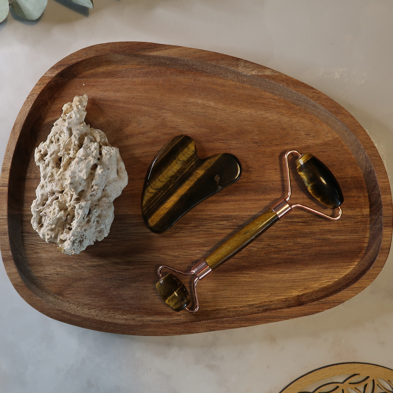 Coffret Duo | Gua Sha & Roller - Œil de Tigre