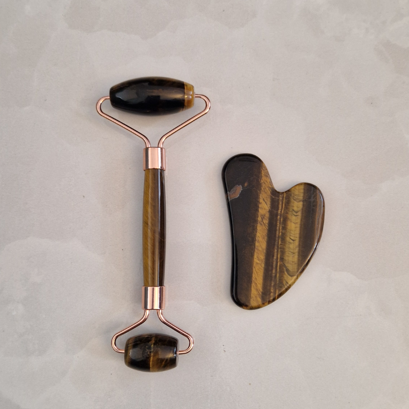 Coffret Duo | Gua Sha & Roller - Œil de Tigre