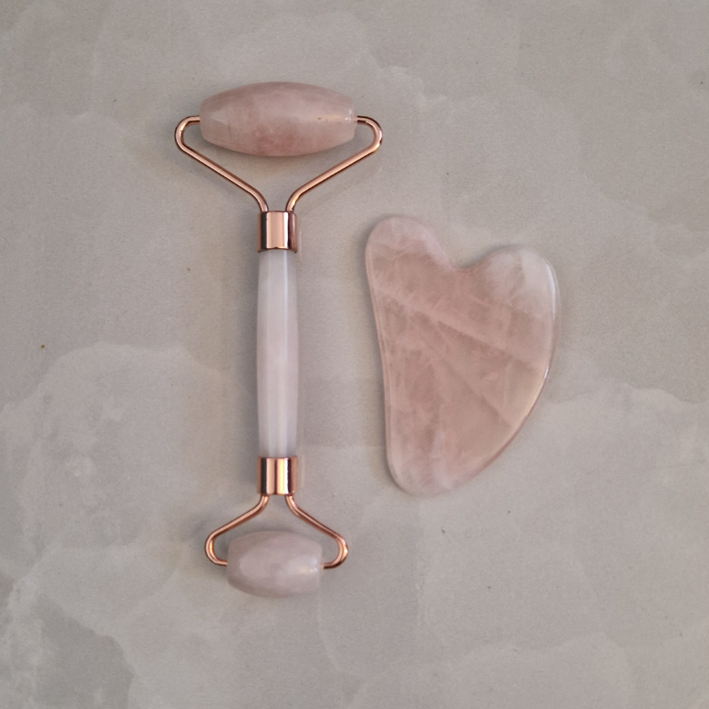Coffret Duo | Gua Sha & Roller - Quartz Rose