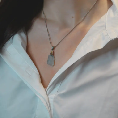 Collier Pendentif Brute | Aigue Marine - Zelia Paris