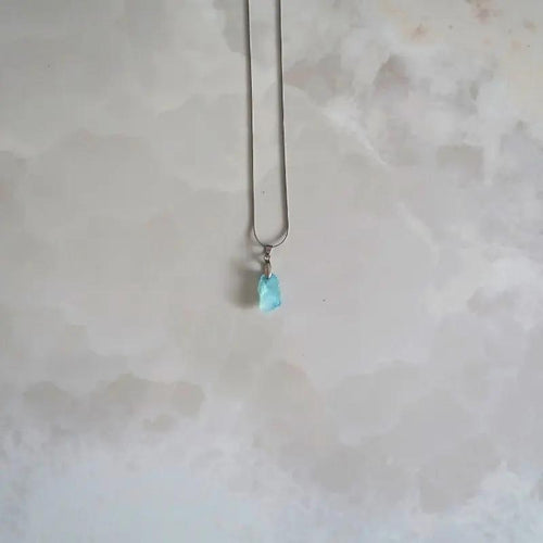 Collier Pendentif Brute | Aigue Marine - Zelia Paris