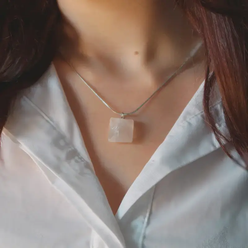 Pendentif | Carré - Pierre de Lune Zelia Paris