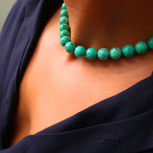 Collier XL | Turquoise de Chine : Pierre de Paix et de Communication (Homme) - Zelia Paris