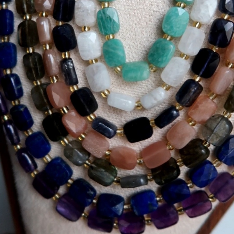 Lira Collier pierre facettées rectangle élégants Zelia Paris