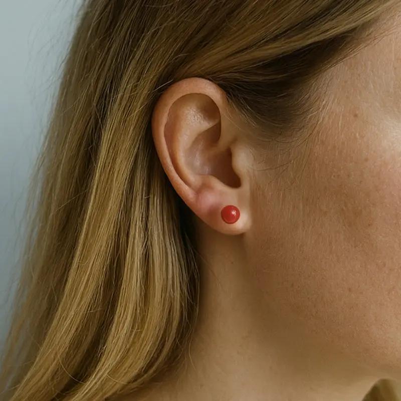 Puces d’oreilles | Agate rouge : Confiance et vitalité Zelia Paris