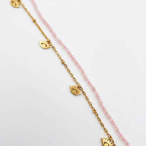 Chaîne de cheville "Tendresse" – Quartz Rose - Zelia Paris