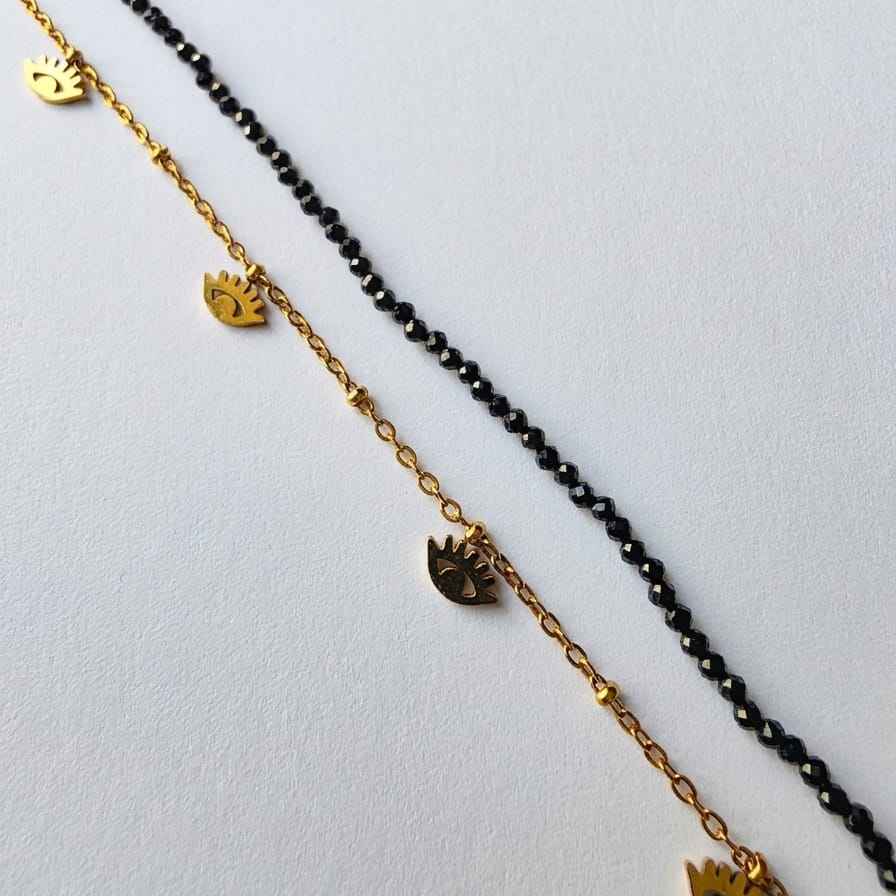 Chaîne de cheville "Force" – Onyx - Zelia Paris
