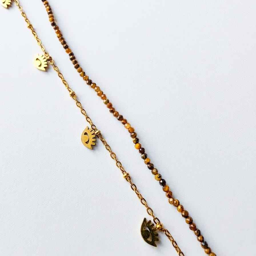 Chaîne de cheville "Audace" – Œil de Tigre - Zelia Paris