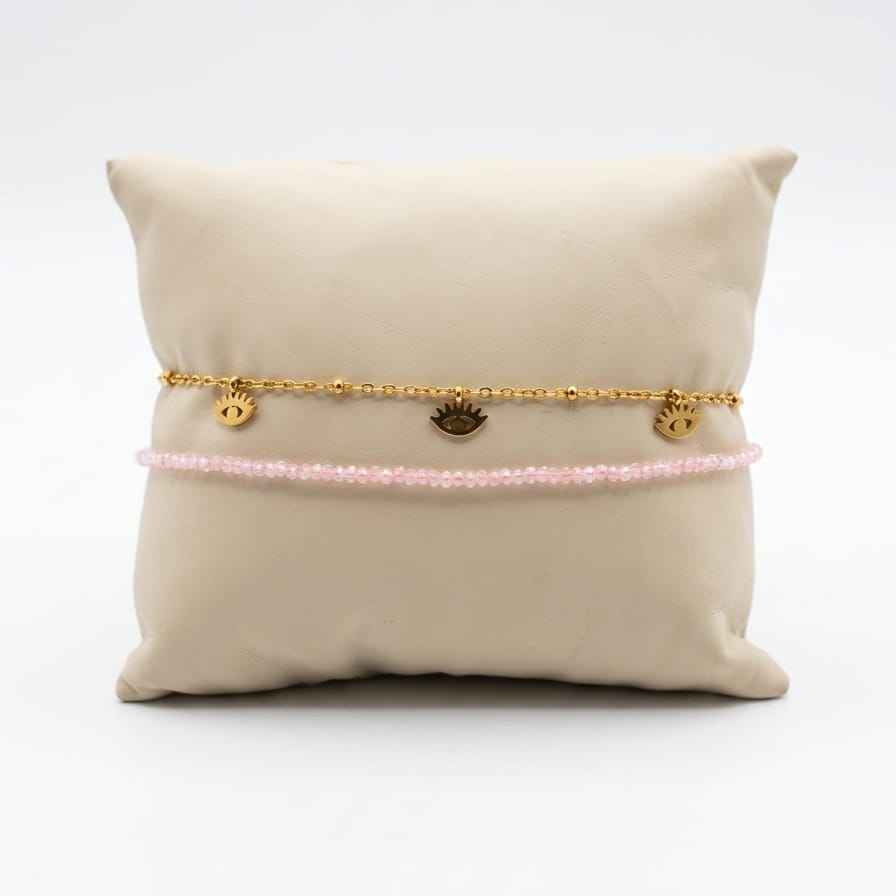 Chaîne de cheville "Tendresse" – Quartz Rose - Zelia Paris