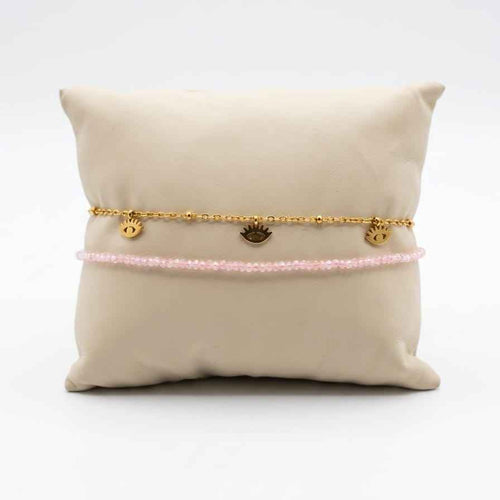Chaîne de cheville "Tendresse" – Quartz Rose - Zelia Paris