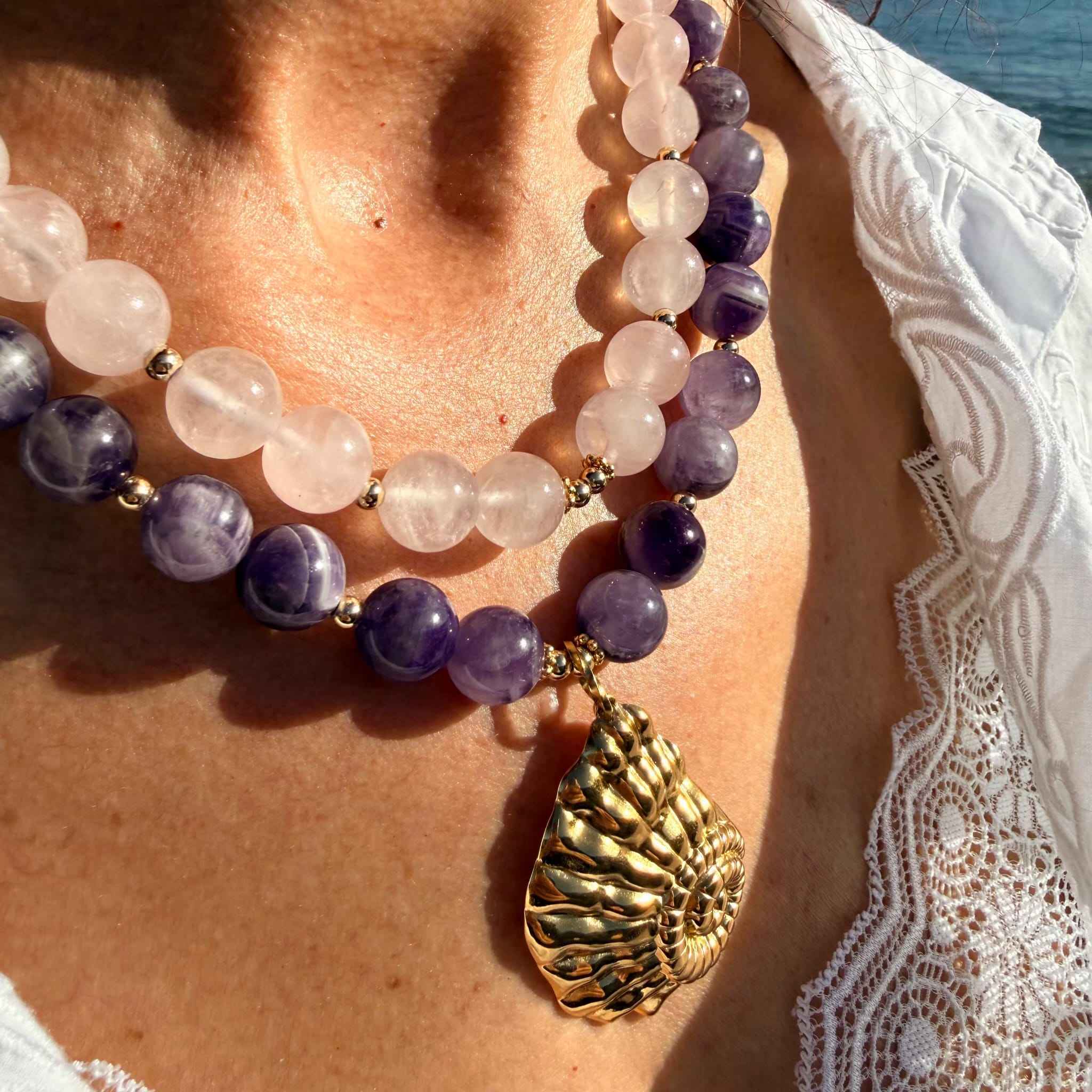 Collier Quartz Rose – L'Intemporel XL - Zelia Paris