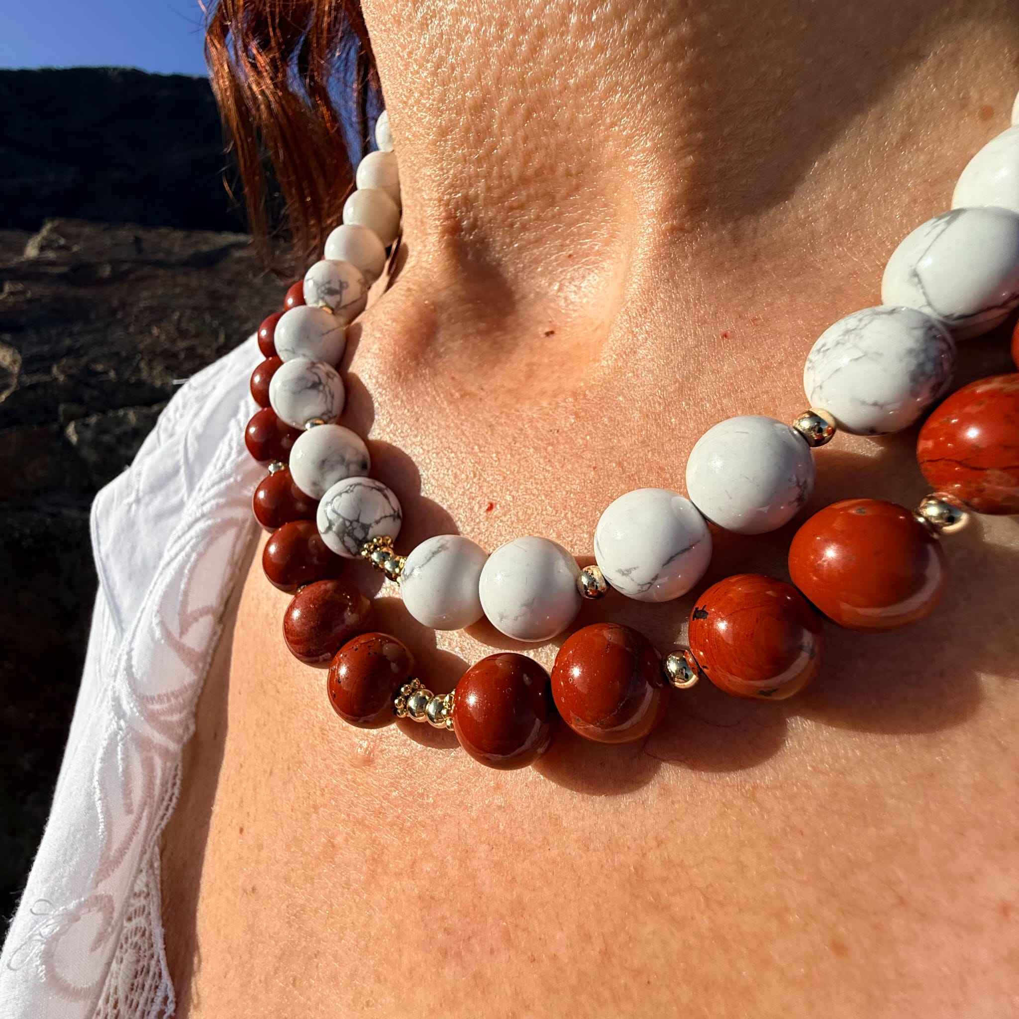 Collier Jaspe Rouge – L'Intemporel XL - Zelia Paris