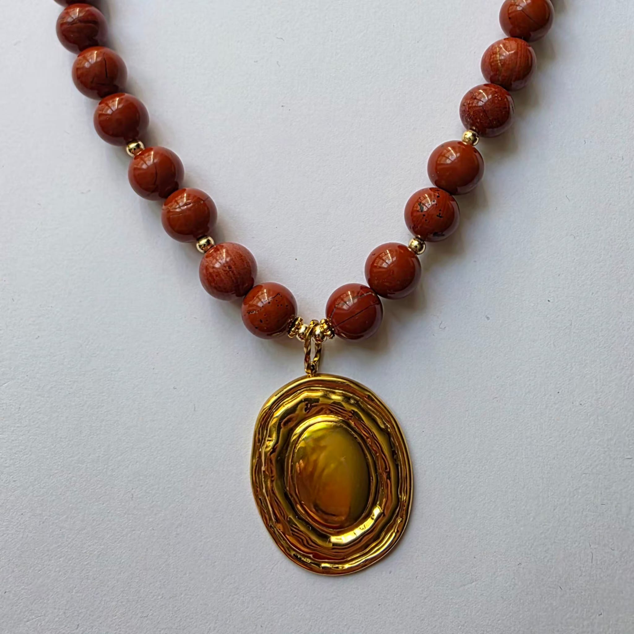 Collier Jaspe Rouge – L'Intemporel XL - Zelia Paris